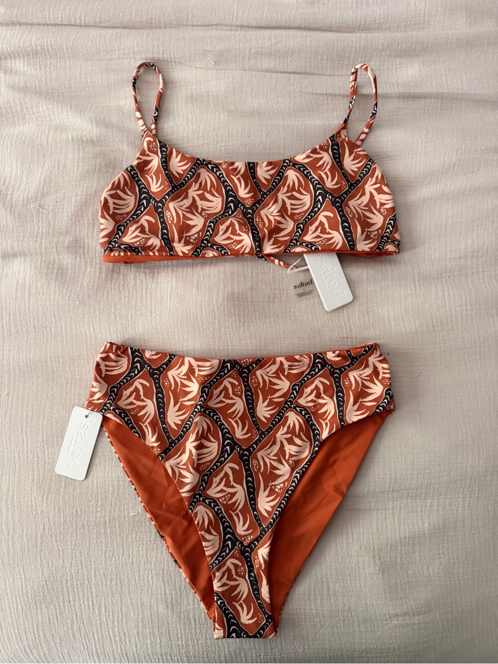 Patterned Rust Orange Bikini Set